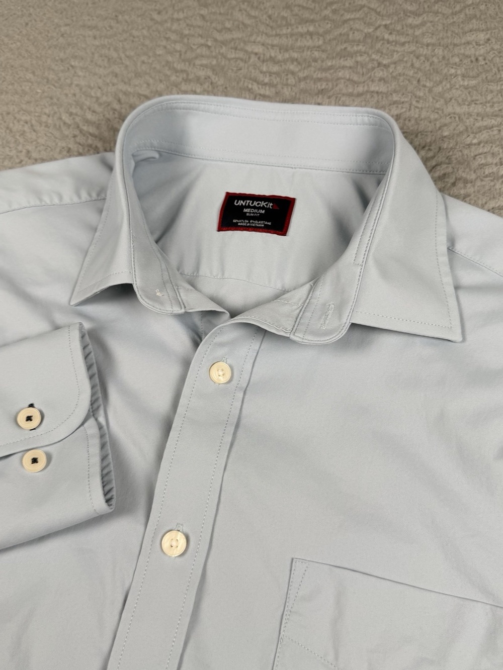 Untuckit Gironde Shirt Mens Medium Slim Fit Blue Performance Button Long Sleeve